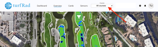 Course filter dropdown for switching between multiple courses.