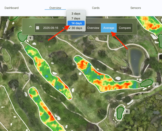 Average mode map displaying 7-day soil moisture trends.